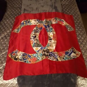 CHANEL Stunning Vibrant Vintage CC Multicolor 100% Silk Scarf